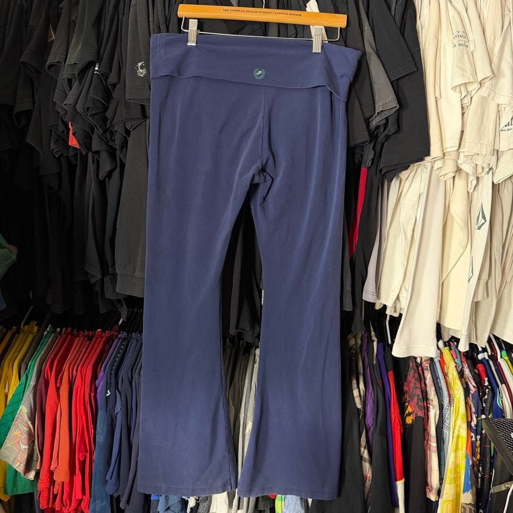 Victorias Secret Pink Fold Over Flare Legging Womens XL Navy Blue Athleisure